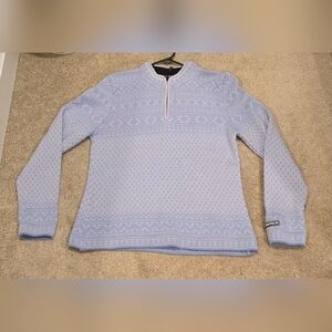 Devold Of Norway Light Blue Patterned 100% Wool Sweater